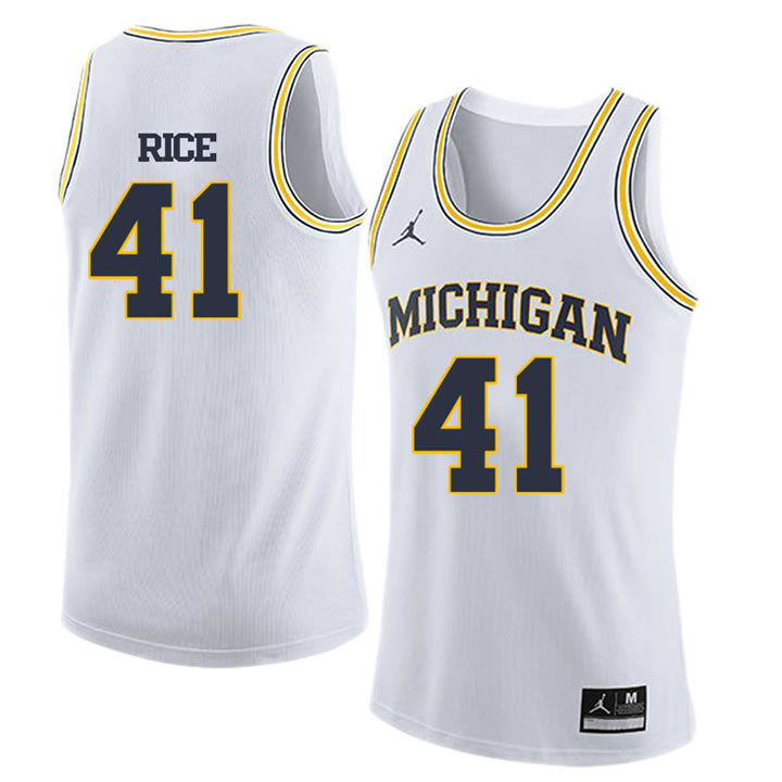 University of Michigan 41 Glen Rice White College Basketball Jersey Dzhi